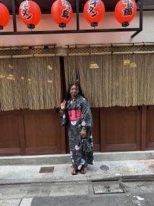 Honesty Beaton in a kimono in Tokyo, Japan